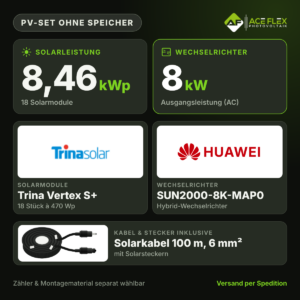 8,46 kWp PV-Set ohne Speicher – 18x Trina Vertex S+ 470 Wp + Huawei SUN2000-8K-MAP0